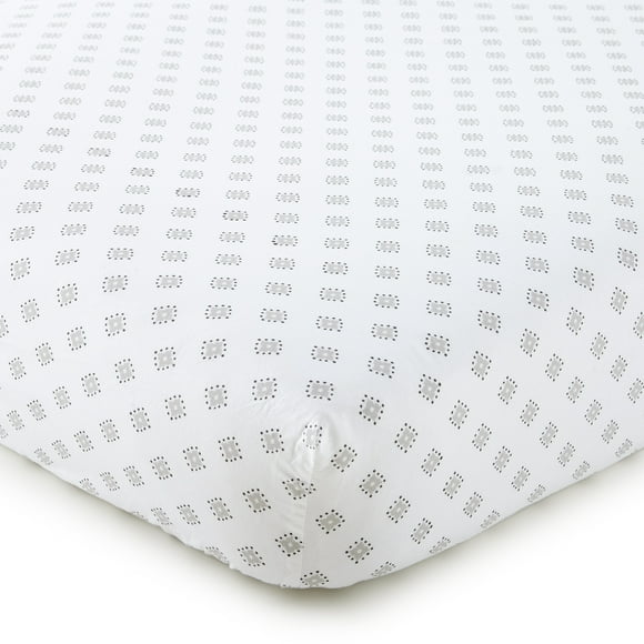 Levtex Baby - Willow Crib Fitted Sheet - Fits Standard Crib and Toddler Mattress - Medallion Pattern - Grey and White - Nursery Accessories - 100% Cotton