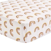 Levtex Baby - Zuma Crib Fitted Sheet - Fits Standard Crib and Toddler Mattress - Rainbows - Brown, Ochre, Grey and Cream - Nursery Accessories - 100% Cotton