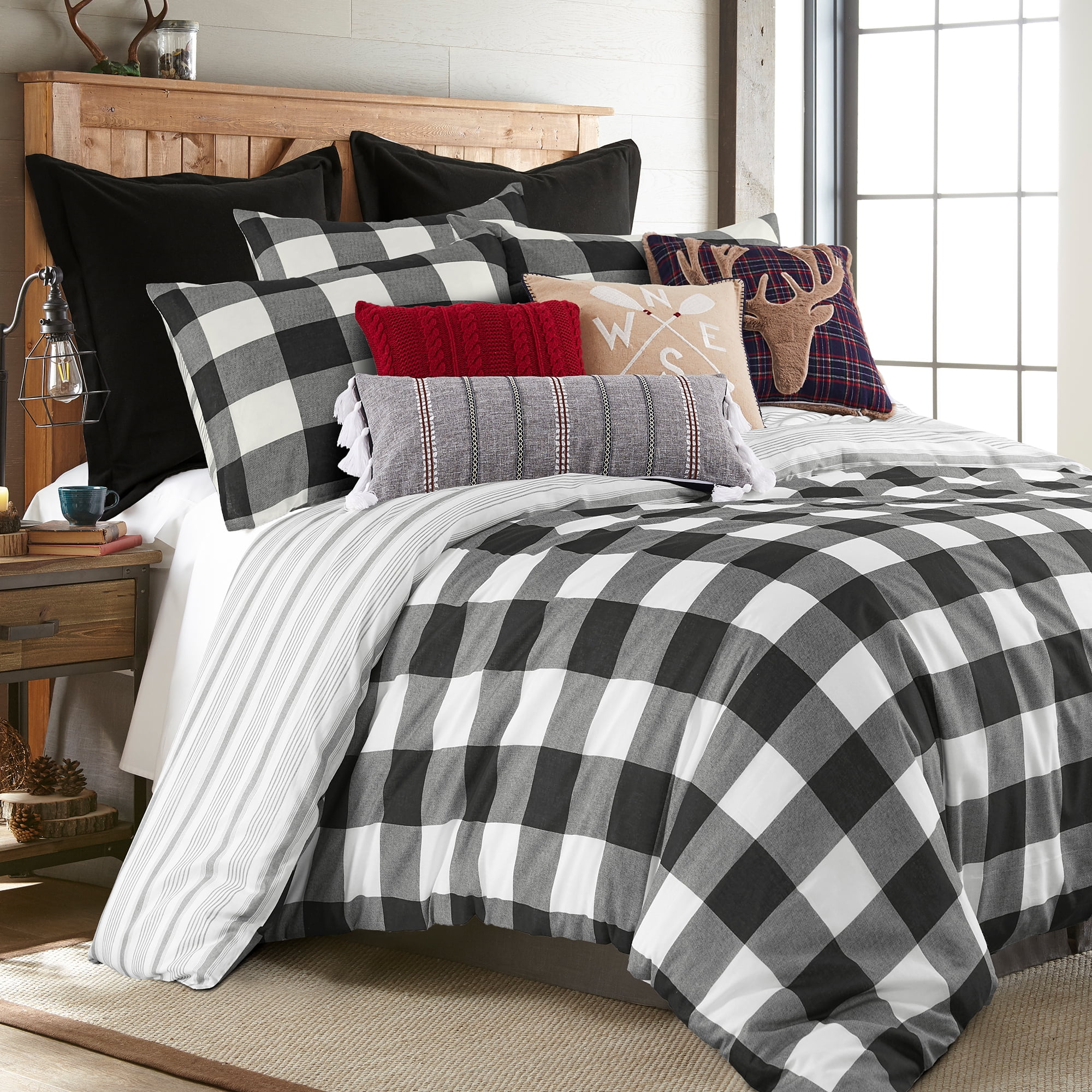 Camden Black and Cream Cotton Twin Duvet Cover Set