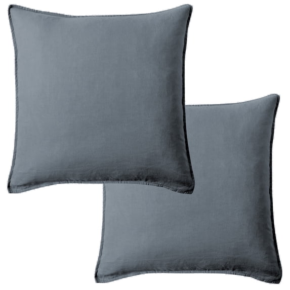Levtex Home - 100% French Flax Linen - 20 x 20in. Decorative Pillow Cover (Set of 2) - French Flax Washed Linen - Natural - Pillow Cover Size (20 x 20in.)
