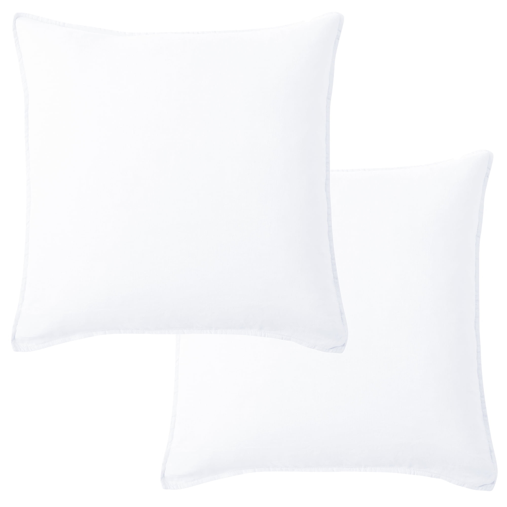 Soft White Linen Square Decorative Pillow Cover Set