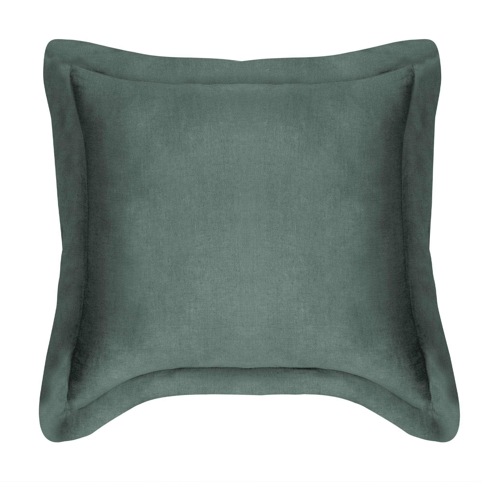 Forest Green Cotton Euro Sham with Pre-Washed Linen