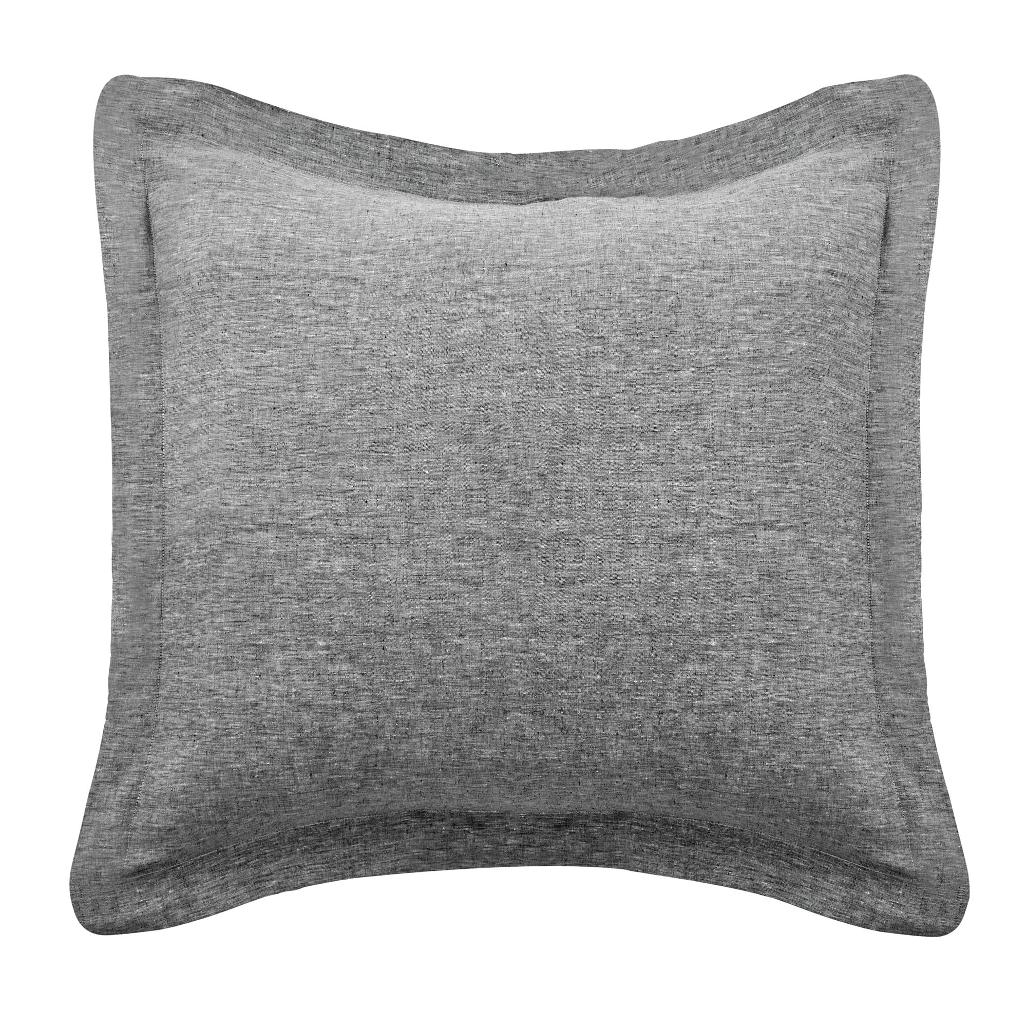 Heathered Stone Gray Linen Euro Sham with Flange