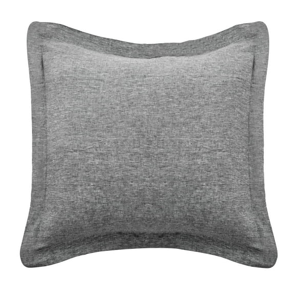 Levtex Home - 100% French Flax Linen - Euro Sham - French Flax Washed Linen - Heathered Stone - Sham Size (26x26in.), No insert
