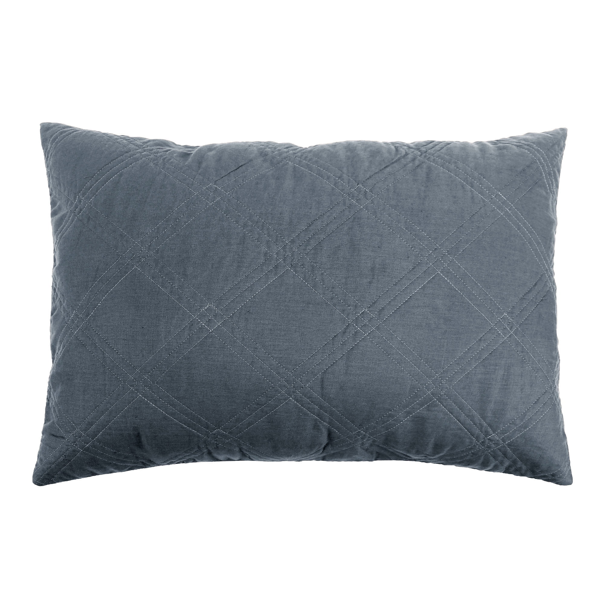 Levtex Home - 100% French Flax Linen Front/100% Cotton Back - King Quilted Sham - French Flax Washed Linen - Denim Blue - Sham Size (36 x 20in.)