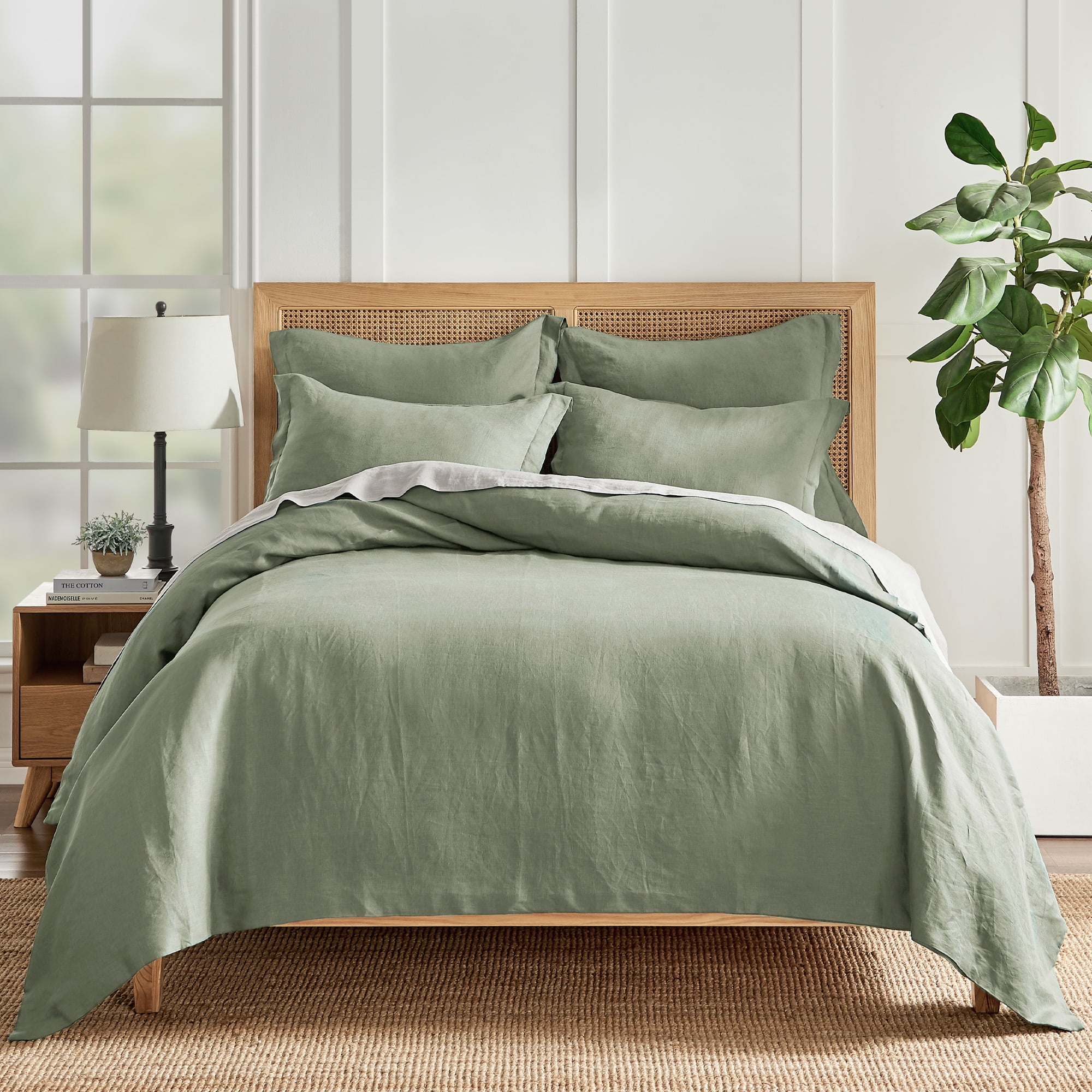 Levtex Home 100 Linen Full/Queen Duvet Cover Washed Linen Sage