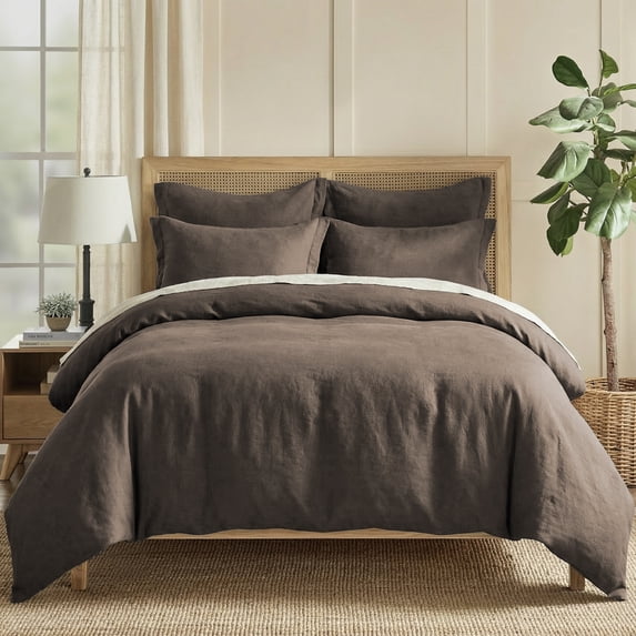 Levtex Home - 100% Linen - King Duvet Cover - Washed Linen - Cocoa - Duvet Cover Size (106x94in.)