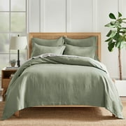 Levtex Home - 100% Linen - Queen Duvet Cover - Washed Linen - Sage Green - Duvet Cover Size 90x94in.