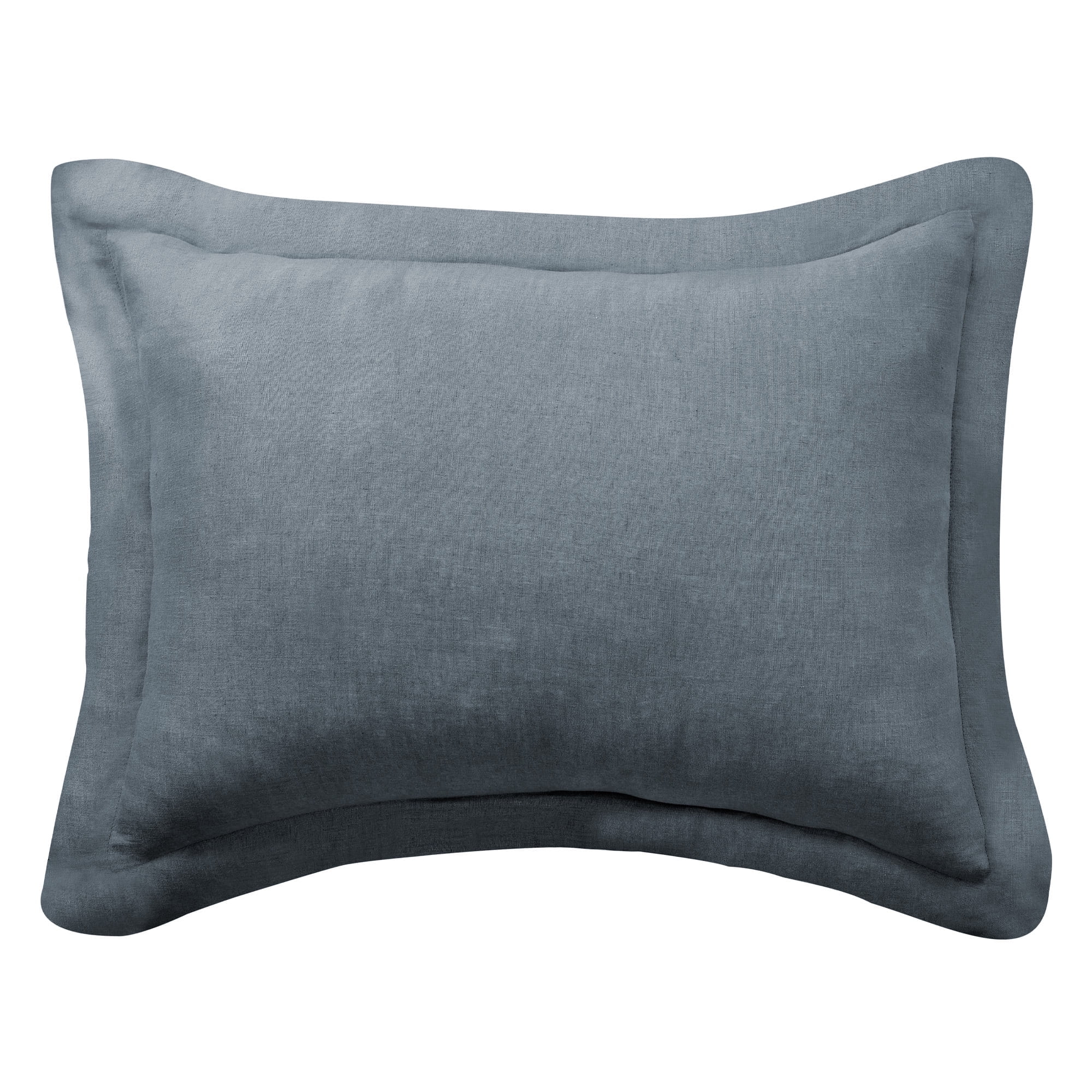 Denim Blue Linen Standard Sham with Pre-Washed Finish