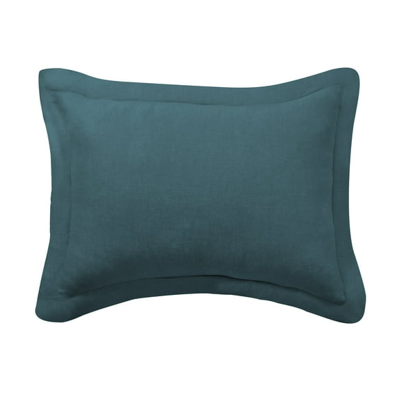Levtex Home - 100% French Flax Linen - Standard Sham - French Flax Washed Linen - Teal Blue - Sham Size (26 x 20in.)
