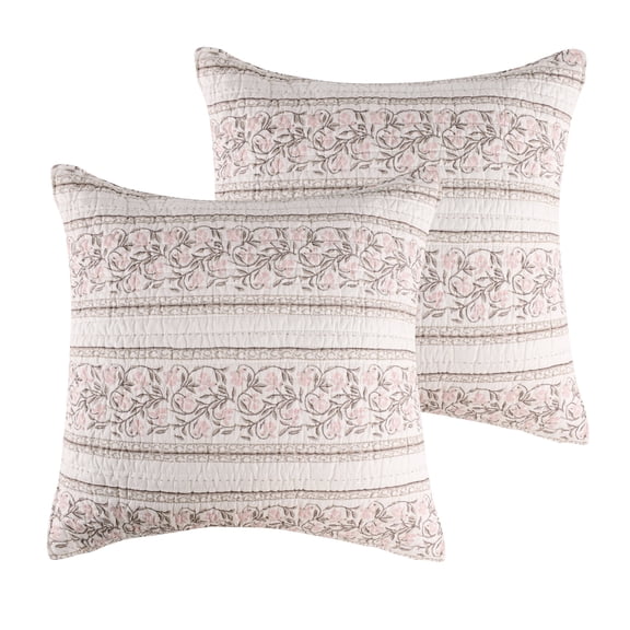 Levtex Home Adare Blush Euro Shams Set of 2 - (26x26in.) - Floral - Blush White - No Insert - Cotton