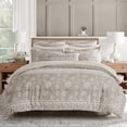 thumbnail image 1 of Levtex Home - Adare Taupe Duvet Cover Set - King Duvet Cover + Two King Pillow Cases - Bordered Floral - Taupe Grey and Cream - Duvet Cover (106 x 94in.) and Pillow Case (36 x 20in. ) - Cotton, 1 of 8