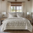 thumbnail image 1 of Levtex Home - Adare Taupe Quilt Set - Full/Queen Quilt and Two Standard Shams - Bordered Floral - Taupe, Grey and Cream - Quilt (88x92in.) and Shams (20x26in.) - Reversible - Cotton, 1 of 10