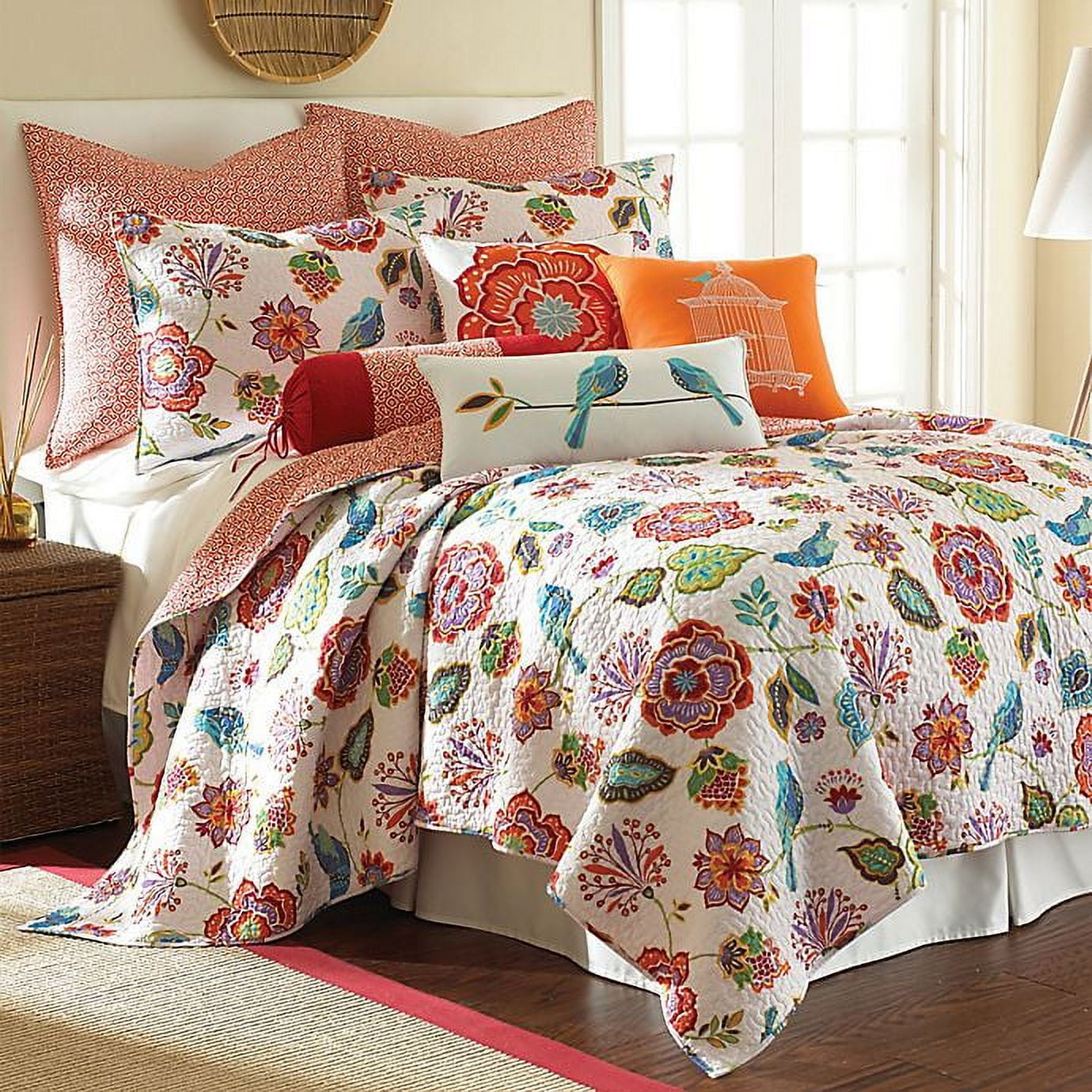 Abigail Twin Reversible Cotton Quilt Set in Red and Orange