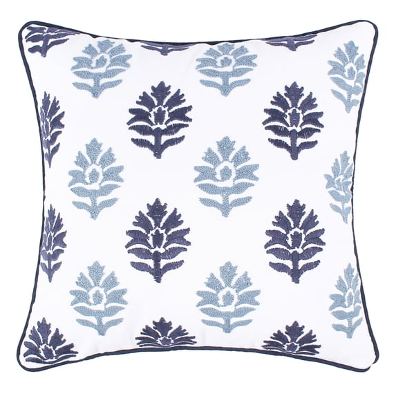 Levtex Home - Aditya - Decorative Pillow (18 x 18in.) - Medallion - White, Navy and Blue
