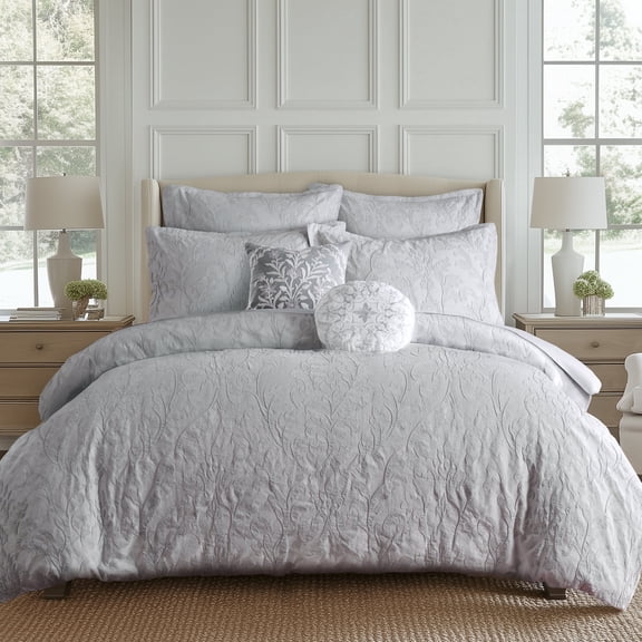 Levtex Home - Alessio Grey Comforter Set - King Comforter (106x94in.) and 2 King Shams (20x36in) - Textured Woven Design - Grey - Polyester Fill - Cotton