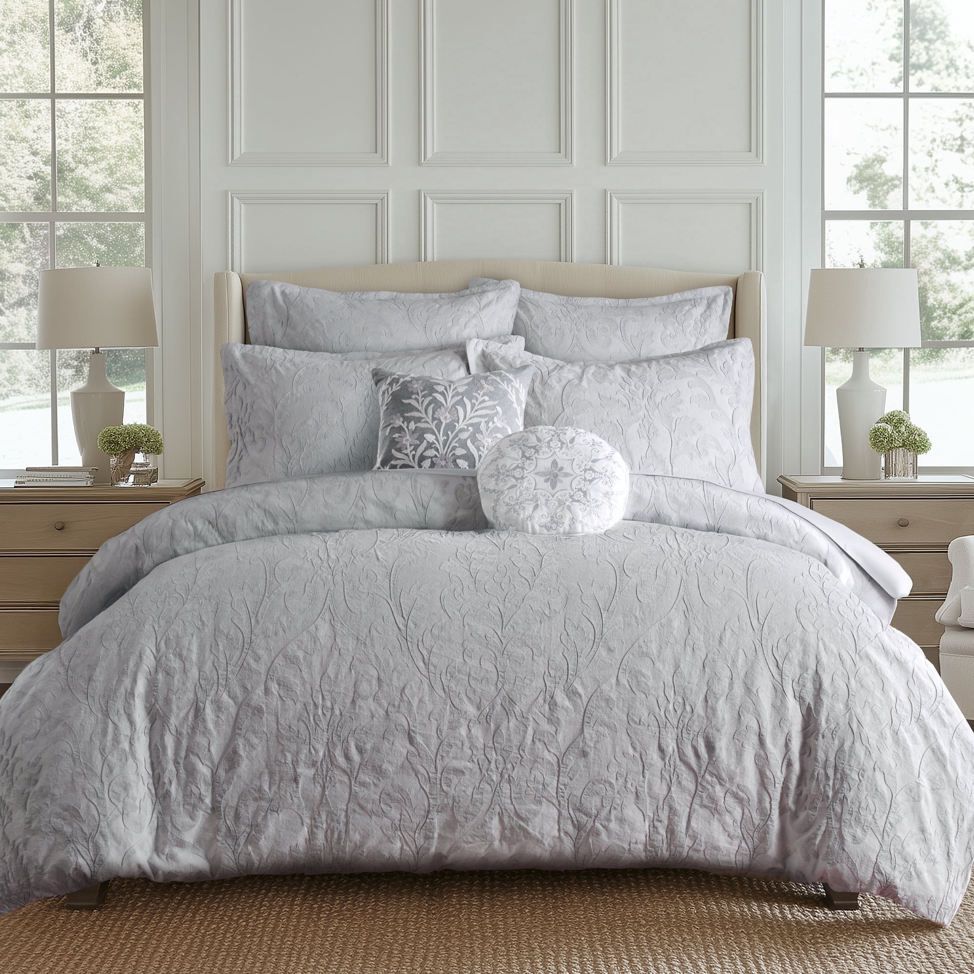 Levtex Home - Alessio Grey Duvet Cover Set - Twin Duvet (68x88in) and 1 Standard Sham (20x26in) - Textured Woven Design - Grey - No Inner Included - Cotton