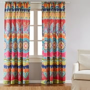 Levtex Home - Amelie - Window Panels with Rod Pocket - Two Curtains 84 inch Length - Boho Stripe - Orange, Turquoise, Green, Red, Citron, Yellow, Blue - 100% Cotton - Lined
