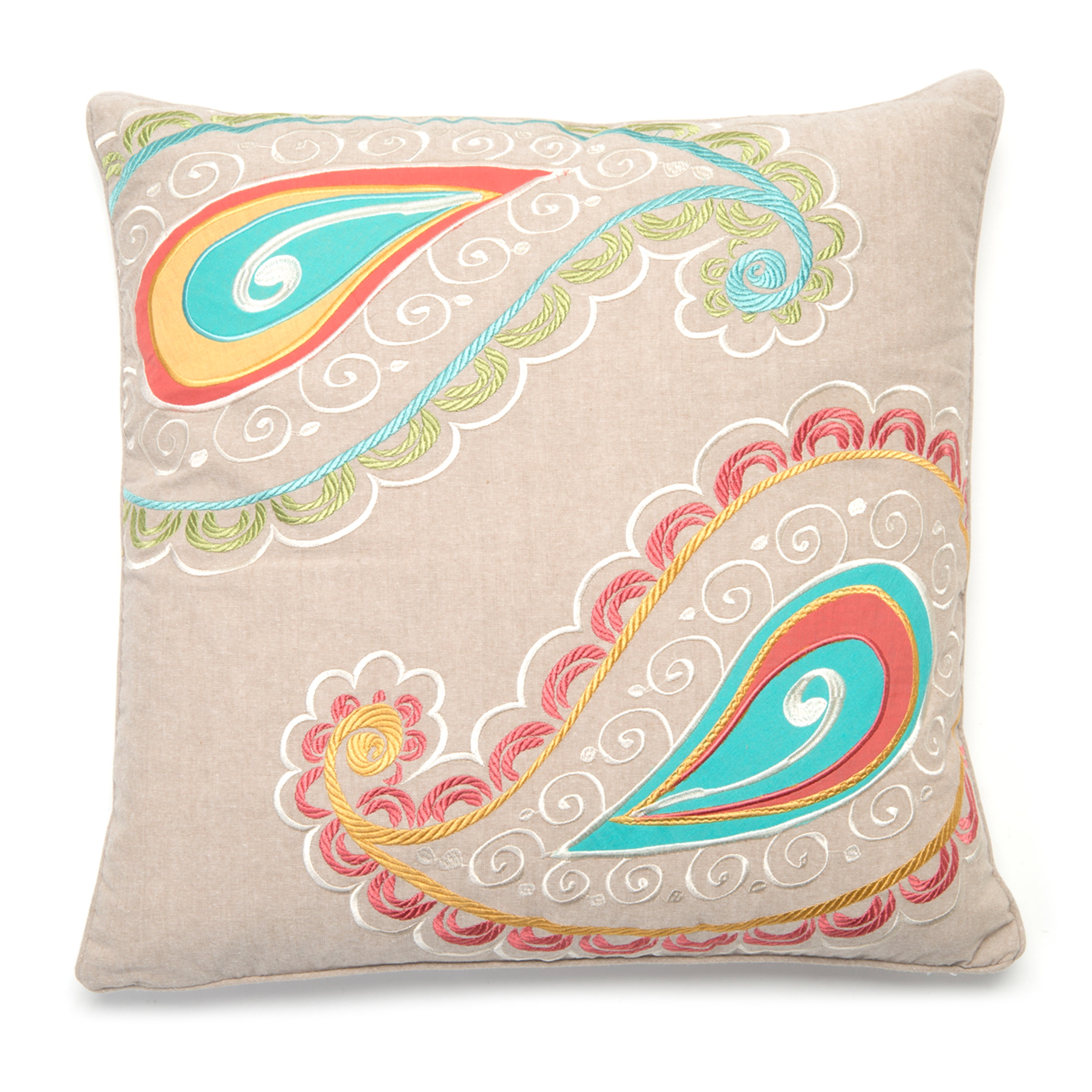 Ashbury Spring Embroidered Square Cotton Pillow