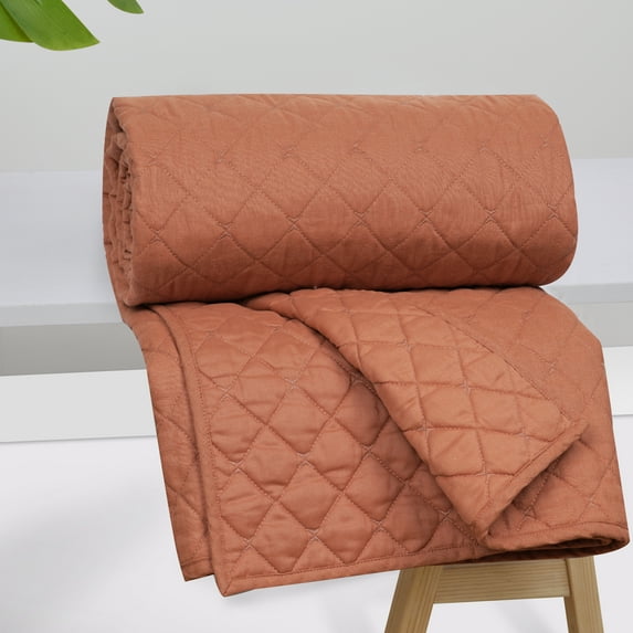 Levtex Home - Austin - Throw - Diamond Quilted - clay - Quilt (50x60in.) and Sham 50x60in. - Linen/Cotton