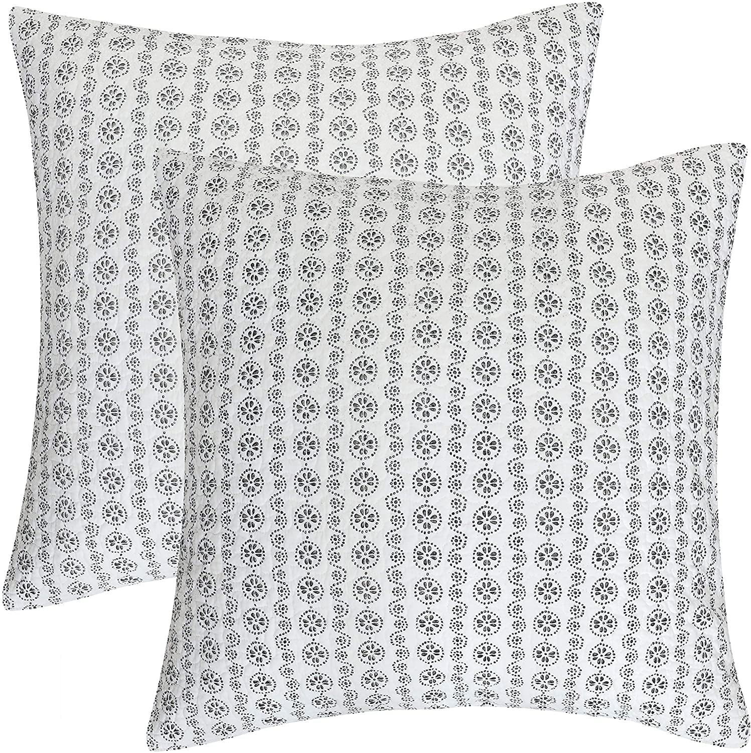 Black and White Cotton Geometric Euro Sham Set
