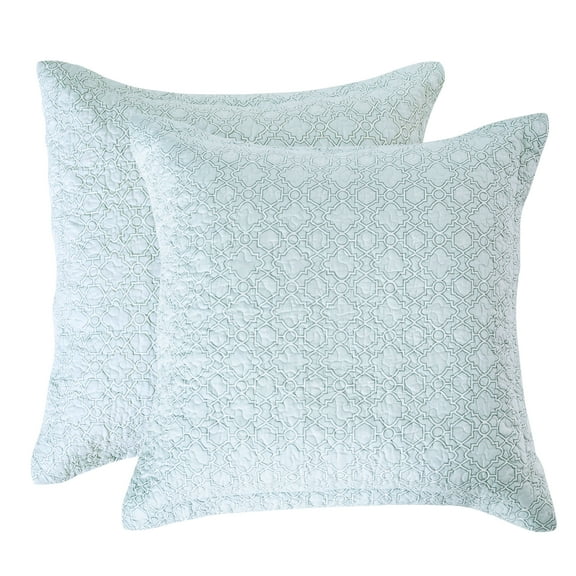 Levtex Home - Bay Islands - Euro Sham (26x26in.) Set of Two - Geometric Gate - Blue and Cream