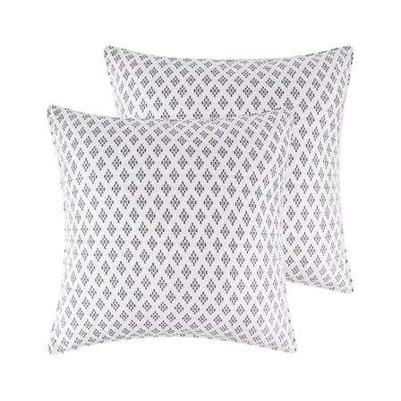 Levtex Home - Bellamy Teal Quilt - Euro Sham - Medallion Icons in Navy and White - Quilt (26x26in.) - Reversible - Cotton