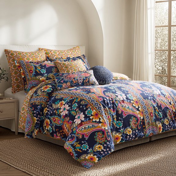 Levtex Home - Bertelli Navy Comforter Set - Comforter (68 x 88in.) and One Pillow Case (26 x 20in.) - Cotton