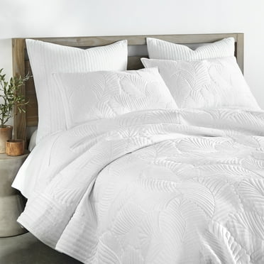 Levtex Home/Birch Hill - Belgrade Quilt - Full/Queen - Quilted Velvet - White Palm - Quilt Size (88x92in.) - Polyester Velvet and Microfiber