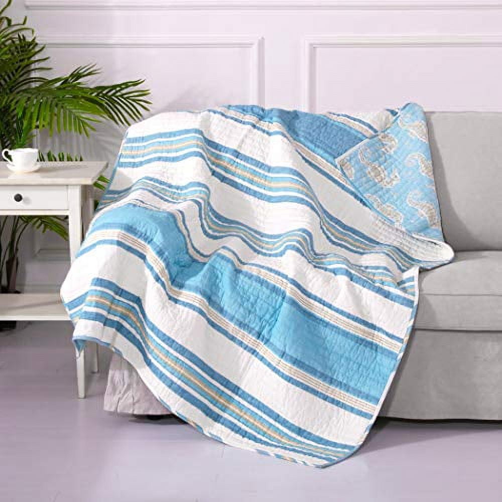 Coastal blue throw clearance