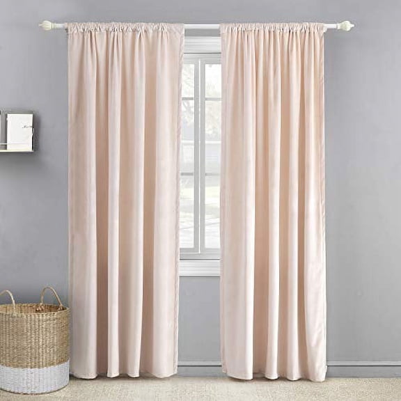 Levtex Home - Blush Velvet Drape Panel - Window Panel with Rod Pocket - One Curtain Panel 84 inch Length - Blush Pink - 100% Polyester - Lined