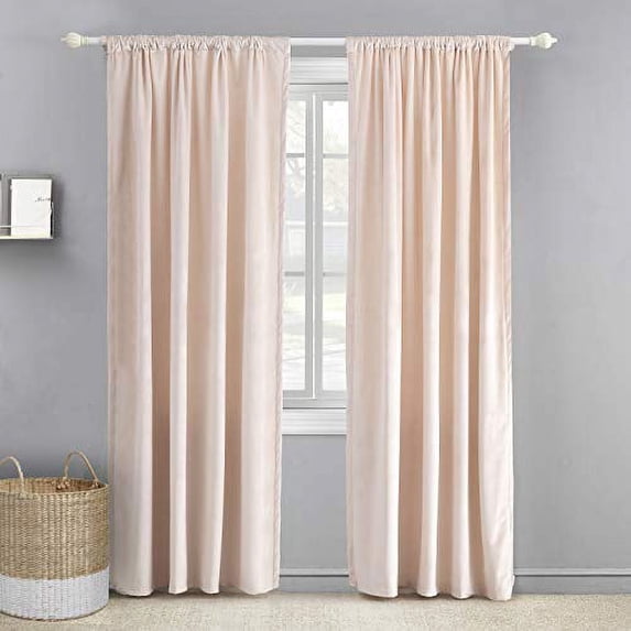 Levtex Home - Blush Velvet Drape Panel - Window Panel with Rod Pocket - One Curtain Panel 84 inch Length - Blush Pink - 100% Polyester - Lined