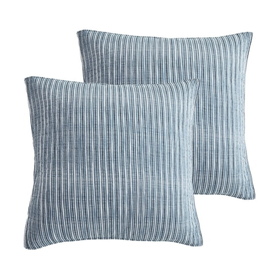 Levtex Home - Cambria - Quilted Euro Shams Set of Two (26 x 26 in.) - Stripe - Cotton Fabric