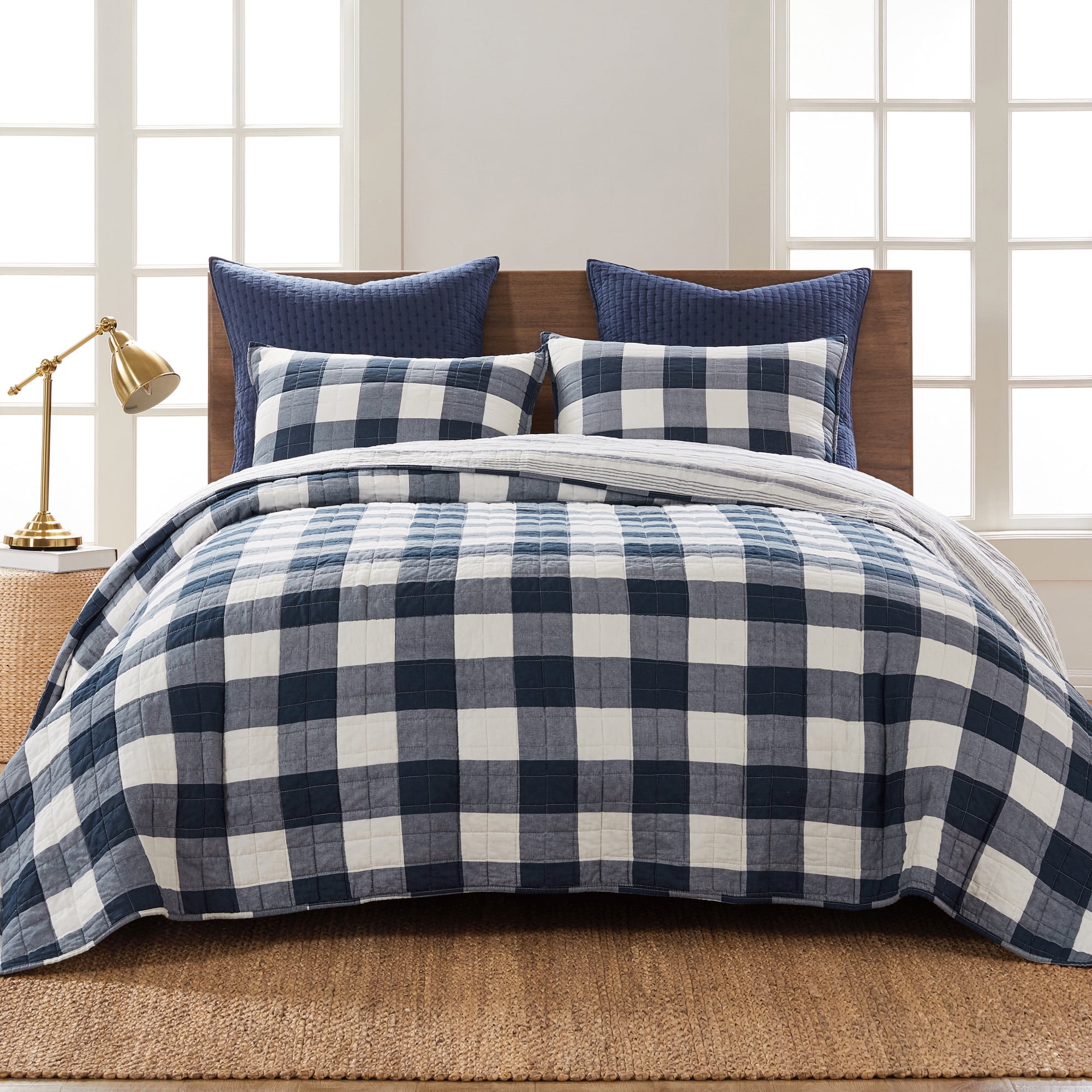 Navy buffalo check euro sham hot sale