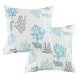 thumbnail image 1 of Levtex Home - Cape Coral - Quilted Euro Shams Set of Two (26 x 26 in.) - Coastal Coral pattern Teal, Grey and White - Cotton Fabric, 1 of 3