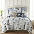 thumbnail image 1 of Levtex Home - Cerralvo Full/Queen Quilt Set - Coastal Patchwork - Taupe, Cream, Navy, and Blue - Quilt Set Size 88x92in. and two Shams size 20x26in. - Reversible - Cotton Fabric, 1 of 5
