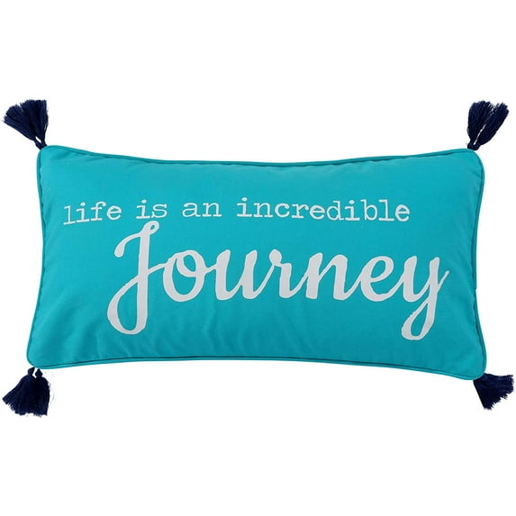 Levtex Home - Chandra - Decorative Pillow (12x24n.) - Journey - Teal and Cream - Feather Filled