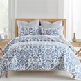 thumbnail image 1 of Levtex Home Clara Blue 3-Pieces White Floral Quilt Bedding Sets, King, 1 of 6
