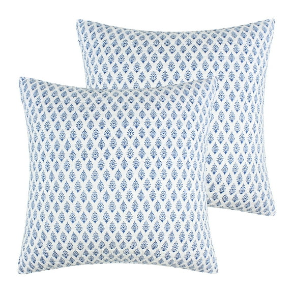 Levtex Home - Clara Blue Quilt - Euro Sham - Medallions - Blue and White - Quilt (26x26in.) - Reversible - Cotton
