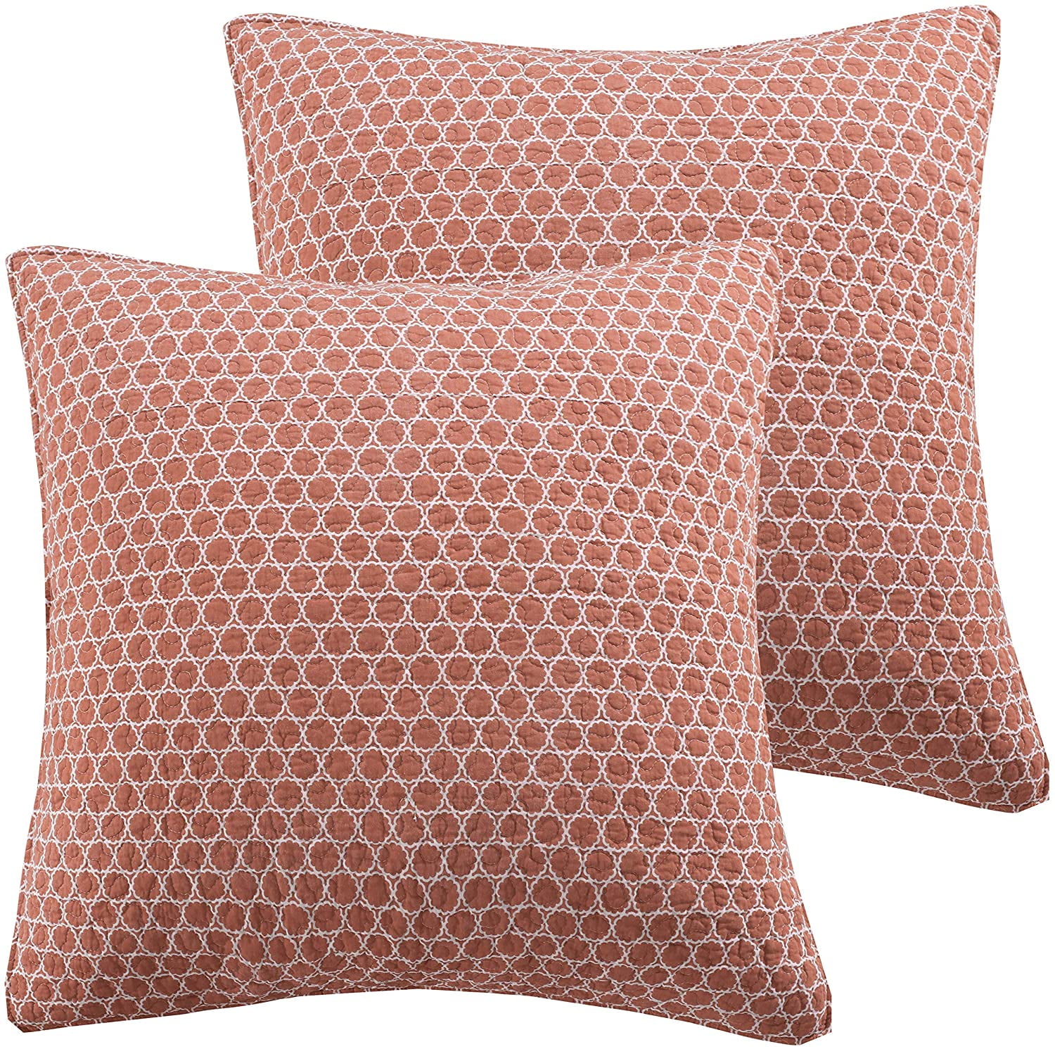 Burnt Orange Cotton Geometric Euro Sham Set