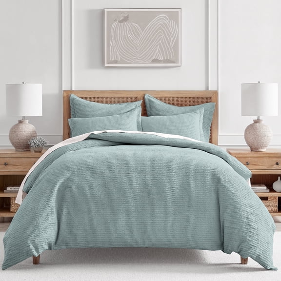 Levtex Home - Cloud Waffle Blue Haze Comforter Set - Twin Comforter + One Standard Pillow Cases - Waffle Weave - Blue Haze - Comforter (68 x 88in.) and Pillow Case (26 x 20in.) - Cotton