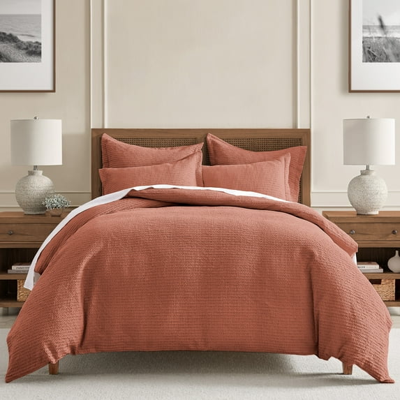 Levtex Home - Cloud Waffle Comforter Set - King Comforter + Two King Pillow Cases - Waffle Weave - Adobe - Comforter (106 x 94in.) and Pillow Case (36 x 20in. ) - Cotton
