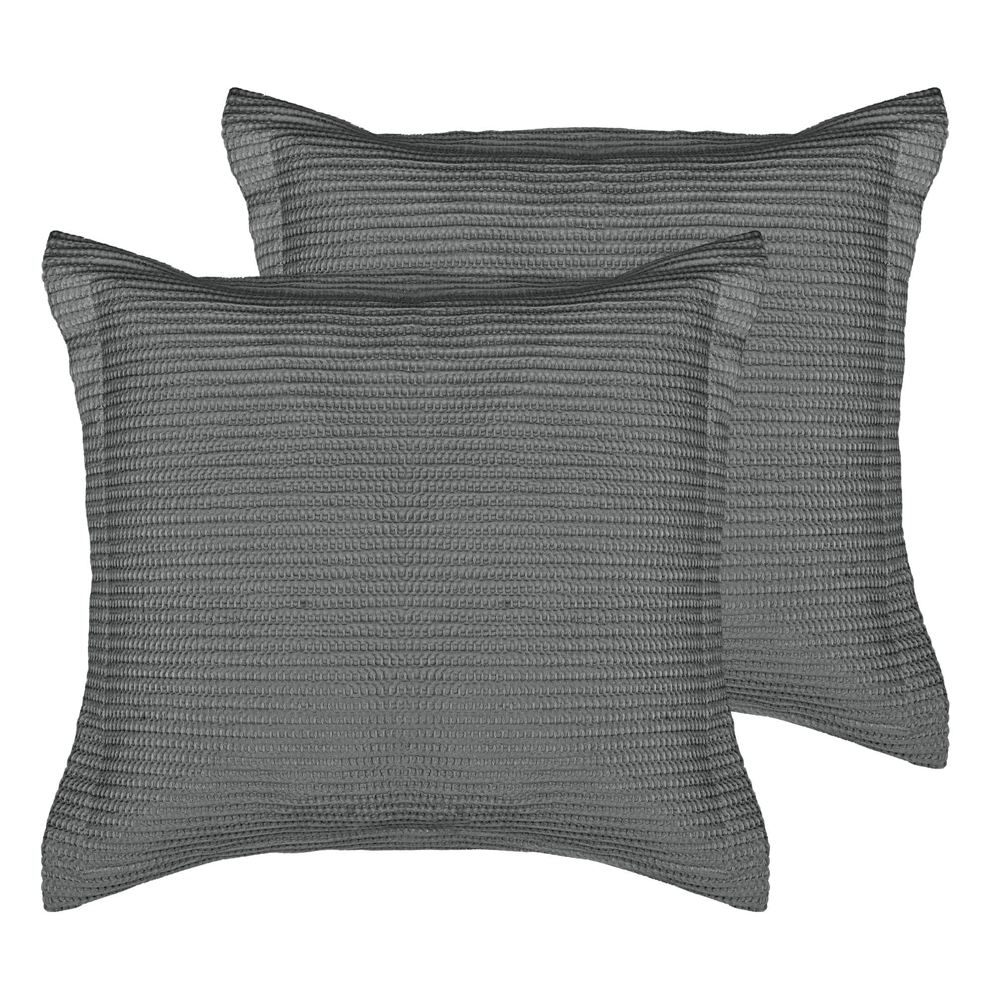 Charcoal Cotton Waffle Weave Euro Sham Set of 2