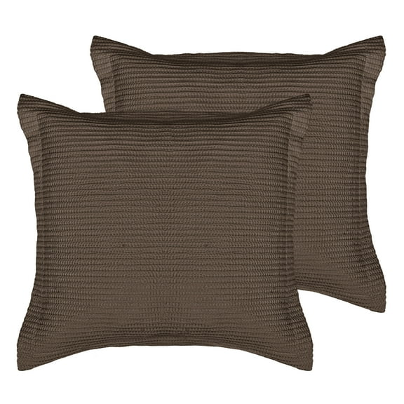 Levtex Home - Cloud Waffle Euro Sham Set of 2 - Waffle Weave - Cocoa - Two Euro Shams (26 x 26in.) -No Insert- Cotton