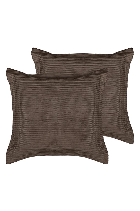 - Cloud Waffle Euro Sham Set of 2 - Waffle Weave - Cocoa - Two Euro Shams (26 x 26in.) -No Insert- Cotton