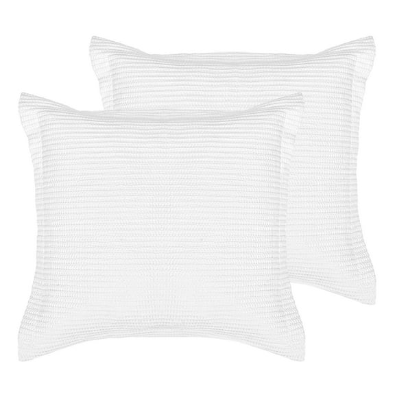 Levtex Home - Cloud Waffle Euro Shams - Waffle Weave - Bright White - Euro Sham Set of 2 (26 x 26in.)- Cotton