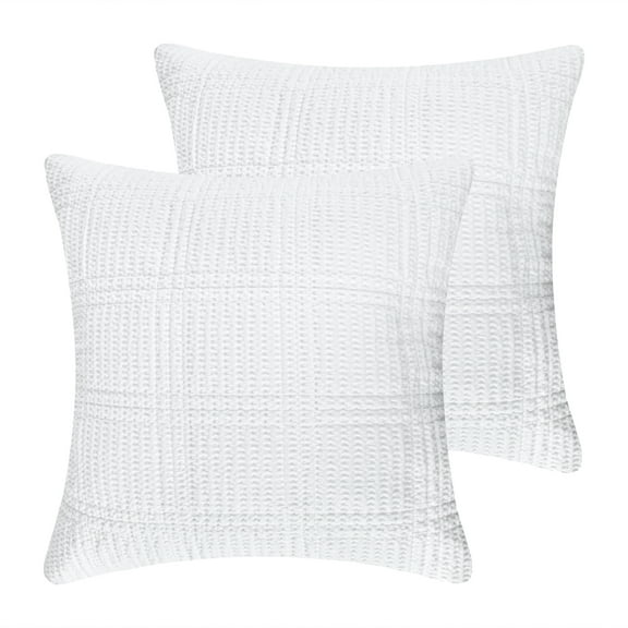 Levtex Home - Cloud Waffle - Quilted Euro Sham Set of 2 - Waffle Weave - Bright White - (26x26in.), No Insert - Reversible - Cotton