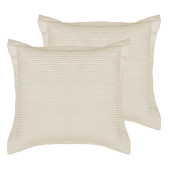 Levtex Home - Cloud Waffle - Quilted Euro Sham Set of 2 - Waffle Weave - Undyed Cream - (26x26in.), No Insert - Reversible - Cotton