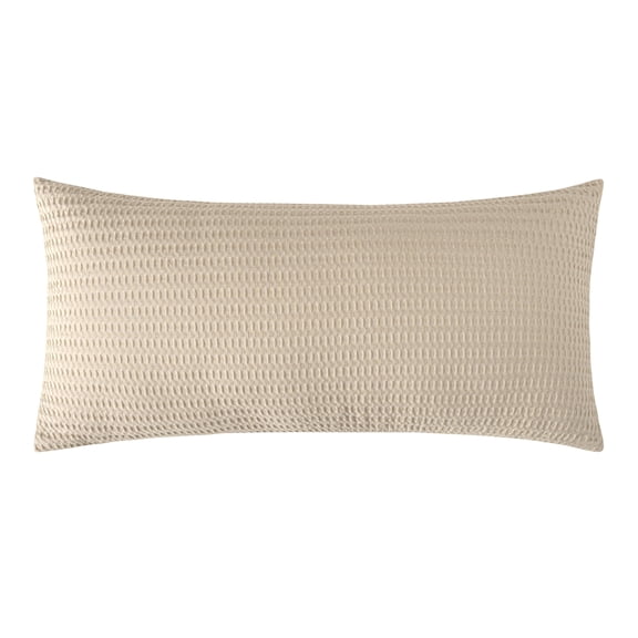 Levtex Home - Cloud Waffle Square Decorative Pillow - 12x24in - Textured Waffle Weave - Navy Blue - Polyester Filled - Cotton Solid Back - Zipper Closure
