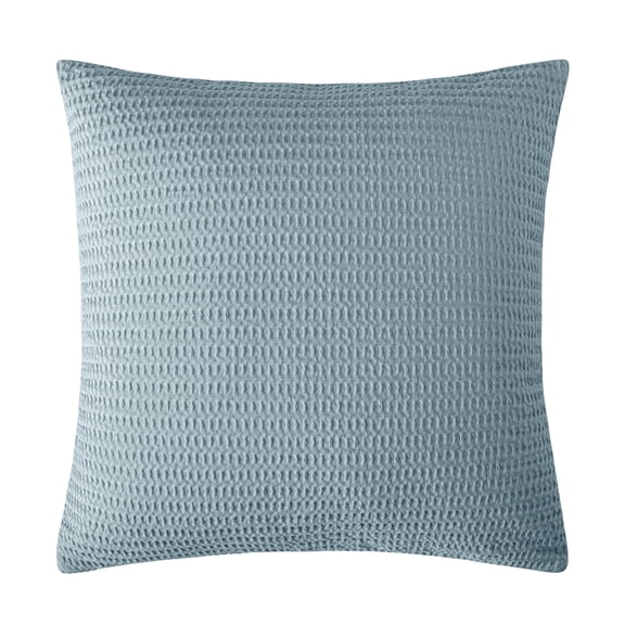 Levtex Home - Cloud Waffle Square Decorative Pillow - 20x20in - Textured Waffle Weave - Chambray - Polyester Filled - Cotton Solid Back - Zipper Closure